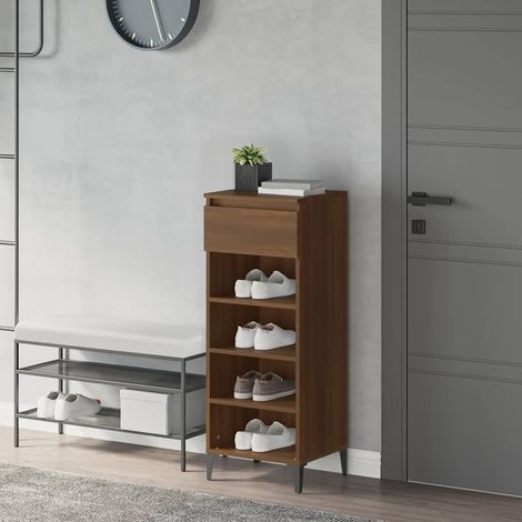 vidaXL Zapatero madera contrachapada marrón roble 40x36x105 cm (1/5)