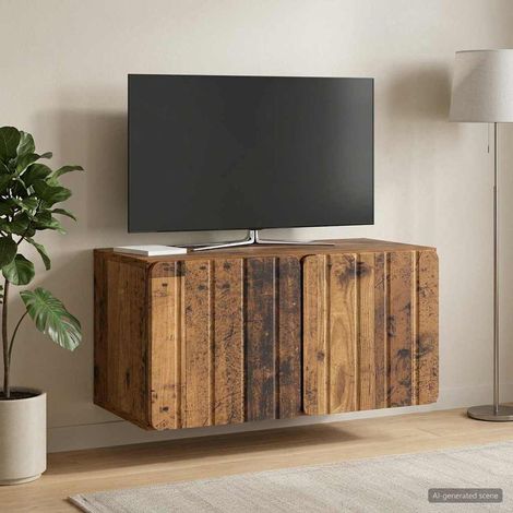Wandmontierter TV-Schrank 59,5 x 31 x 30 cm Altholz (1/5)