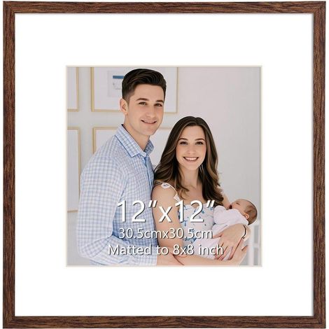 Cadre photo 30x30 cm avec passe-partout pour table et mur, marron café (1/5)