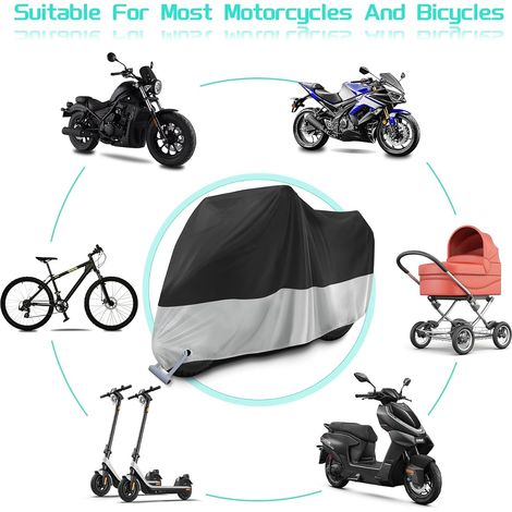 Funda impermeable, resistente al invierno, al polvo y a los rayos UV para motocicletas, con ojal para candado, para scooters y ciclomotores, 245 cm x 105 cm x 125 cm. (1/4)
