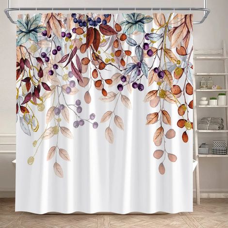 Filiyano-Rideau de douche à motifs de feuilles d'eucalyptus, feuillage d'automne brun, aquarelle végétale, tissu polyester, décoration de salle de