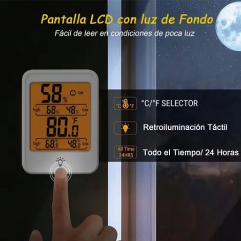 MC41 Weißes digitales elektronisches Innenthermometer und Hygrometer mit Digitalanzeige und Hintergrundbeleuchtung (1/5)