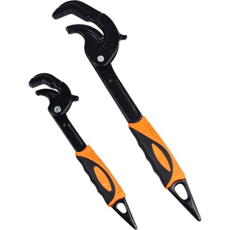 Clé Autobloquante Lot de 2 Clés en Acier Carbone Clé Multifonction Réglable Pour Entretien Maison Bricolage Robinet Évier Toilettes Cuisine Salle De Bain Réparation (1/5)