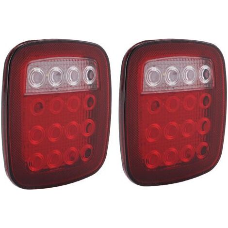 Feu de recul 16 LED bicolore rouge blanc, feu de gabarit latéral carré, compatible avec Jeep Wrangler JK CJ YJ (1976-2006),de dyk. (1/4)