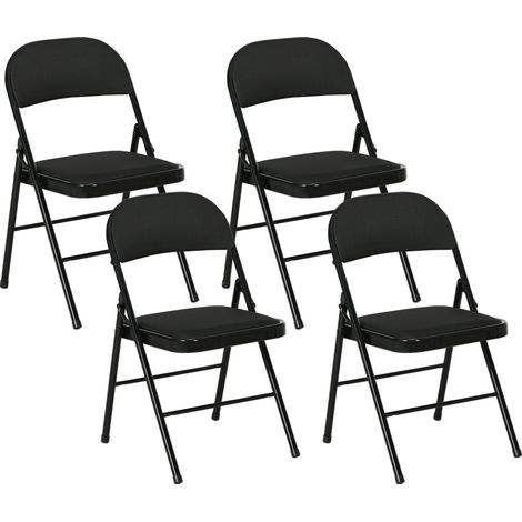 Set 4 Sedie Pieghevoli con Seduta Imbottita e Struttura in Acciaio Nero (1/5)