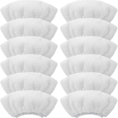 Bonnette Microfibre - 12 Pièces - Compatible Avec Nettoyeurs À Vapeur - Blanc (1/4)
