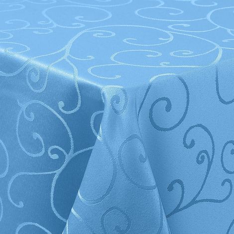 Nappe lavable Jacquard 140x240cm Bleu Rectangulaire