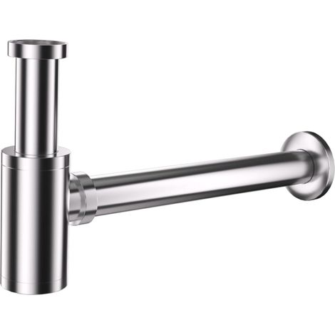 Siphon lavabo design universel, tuyau d'évacuation normalisé 1 1/4", joint inclust,siphon tubulaire(argent) (1/5)