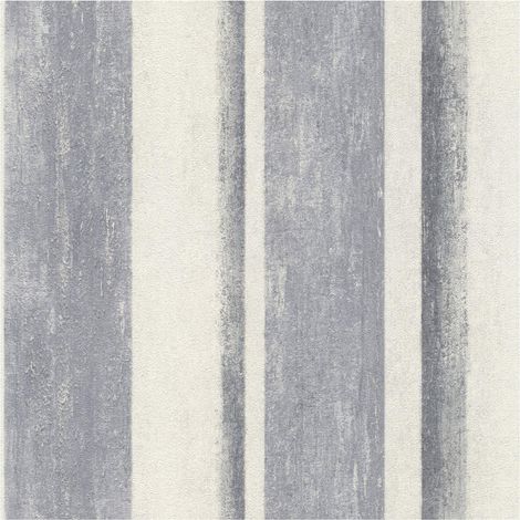 Rasch Linares Stripe Blue Cream Wallpaper Extra Washable Modern Stripable Vinyl