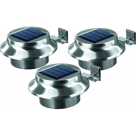 Luce solare per recinzione, luce per recinzione, luce per corridoio, luce per lavandino a 3 LED, luce solare da parete, 3 pezzi (1/5)