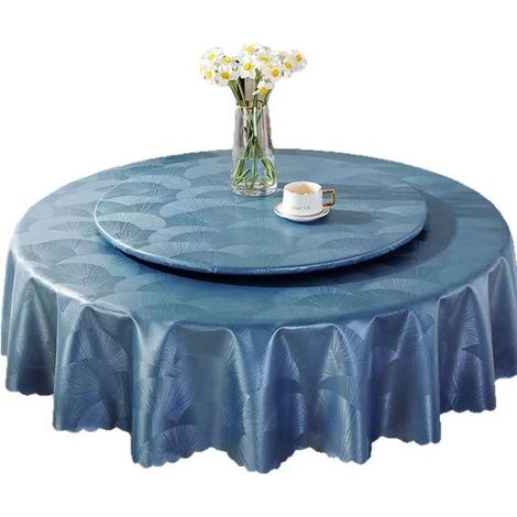Nappe ronde de 160 cm de diamètre, résistante à l'eau, à l'huile et aux taches, facile à nettoyer, pour la maison et la restauration, convenant aux tables de 100 cm de diamètre. (1/2)