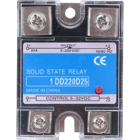 Relè a stato solido DC-DC 10A/25A/40A/60A opzionale, piastra di base radiante in alluminio, facile installazione, indicatore LED, morsetti a vite per un cablaggio semplificato (BERM-1 DD220D25)