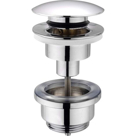Cornat T317421OH Valvola di Scarico Push Up 1 1/4" per lavabo, cromata, Cromo (Lucido) (1/4)