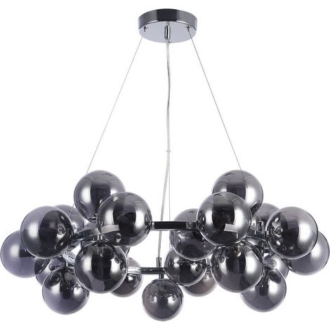 Italux Cabella - Suspension moderne à suspension chromée à 25 lumières avec abat-jour fumé, G9 (1/2)