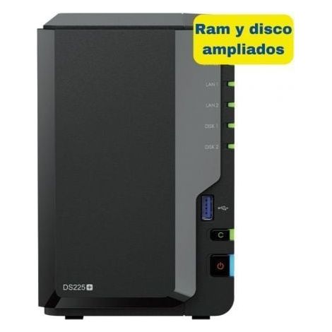 NAS Synology Diskstation DS225+/ 2 Bahías 3.5- 2.5/ 6GB DDR4/ 8TB/ Formato Torre