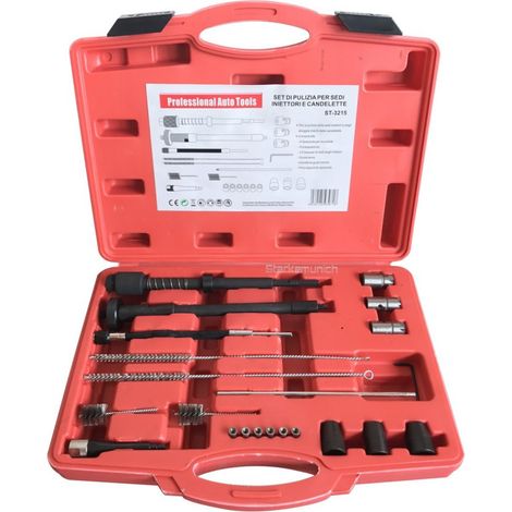 TRADE SHOP - Set Frese Pulizia Sede Iniettori E Sede Candelette Motori Auto 22 Pz Valigetta - (1/5)
