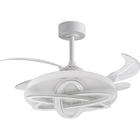 Ventilator dc saturno weiß, 4 einziehbare Flügel, 200w led 300040006000k, h.35xd.108/50cm