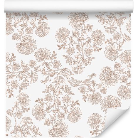 Papier peint à fleurs blanc, crème, gris clair et beige 50x1000 cm (1/5)