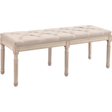 Banc Vintage Crème et Blanc avec Boutonnage Style Shabby Chic pour un Intérieur Élégant et Authentique (1/5)