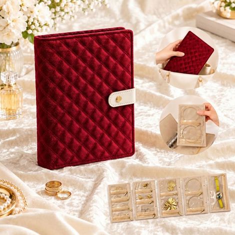 Boîte à bijoux de voyage : rangement portable en velours pour bijoux (1/5)