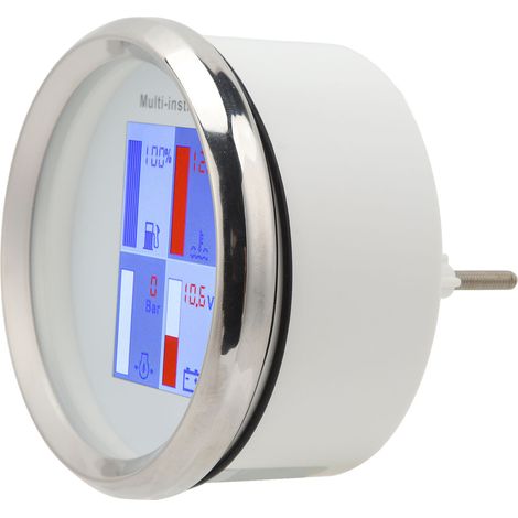 85mm Jauge de Température d'Eau Numérique LED Rétroéclairée Haute Précision IP67 Étanche Multifonction Pour Yacht Bateau Hors-bord Cadran Blanc Couvercle Blanc 910 00271 (1/5)