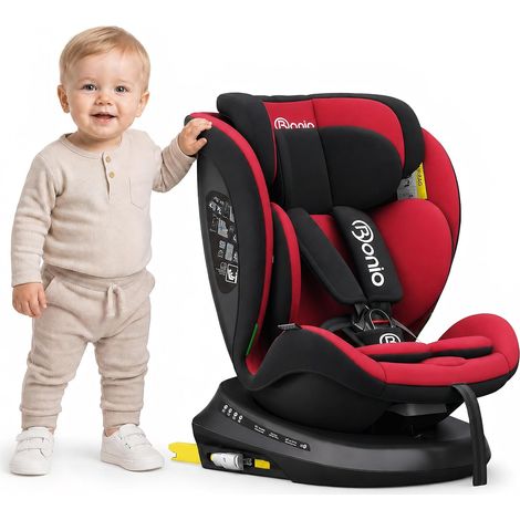 Siège auto I-SIZE 40-150 cm, pivotant à 360°, avec fixation Isofix, 0-36 KG (Rouge) (1/5)