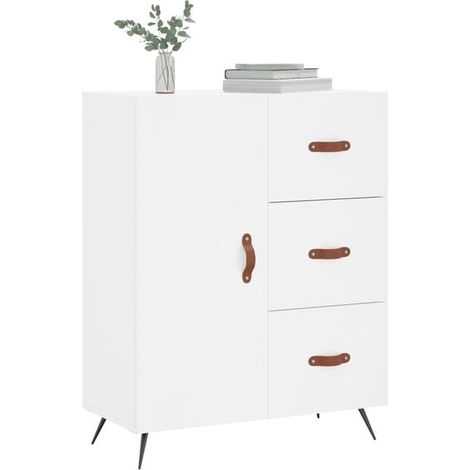 Buffet de Cuisine Blanc 69,5 x 34 x 90 cm - Meuble Rangement avec Portes et Étagères en Bois d'Ingénierie pour Salon ou Entrée (1/5)