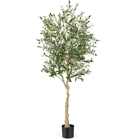 Hoerfuriy – Olivier artificiel 210cm en pot – Feuilles en tissu de soie – Tronc en PE durable – Décoration intérieure et extérieure (1/5)