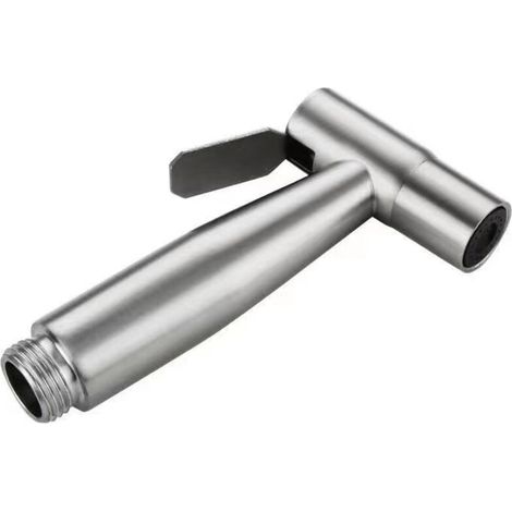 Douchette à main en acier inoxydable, pistolet à eau sous pression, pulvérisateur de toilette portable, argenté