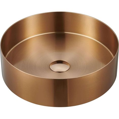 Sapho Aurum - Lavabo sobre encimera, diámetro 38 cm, sin rebosadero, cobre mate AU301