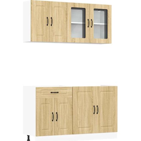 Ensemble d'armoires de cuisine Meuble de cuisine 4 pcs Kalmar bois d'ingénierie (1/5)