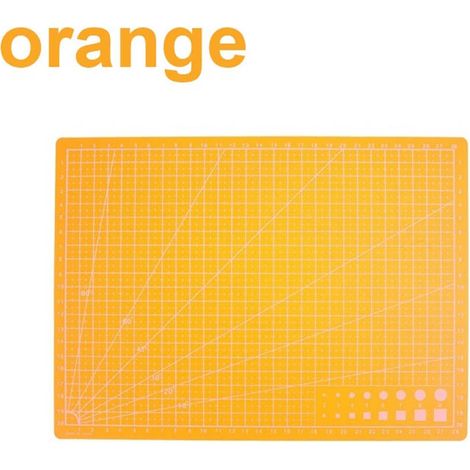 Planche de découpe auto-cicatrisante PVC A4 professionnelle, idéale pour patchwork, couture, scrapbooking et travaux manuels DIY, couleur orange.
