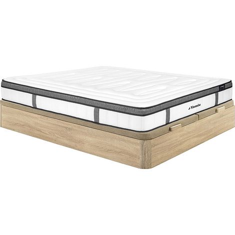 Set 180 x 200cm rete contenitore naturale chiaro + materasso ibrido molle insacchettate 7 zone e memory foam sp.30cm - OLIANE di YSMÉE