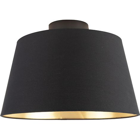 QAZQA Plafoniera con paralume combi cl - Classico - Tessuto,Acciaio - Nero - Tondo Max. 1 x Watt