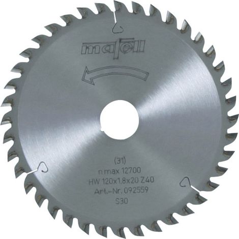 Mafell Lama da taglio in HM 120 x 1,2/1,8 x 20 mm, Z 40, FZ/TR, per tagli di precisione