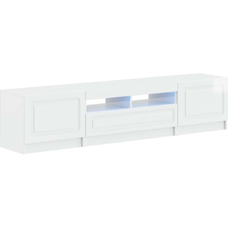 5 Piece LED TV Cabinet High Gloss White Engineered Wood vidaXL (1/5)