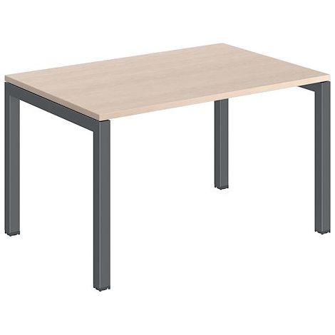 Bureau droit plateau chêne clair Teamline L 120 cm - piètement métal anthracite - Maxiburo