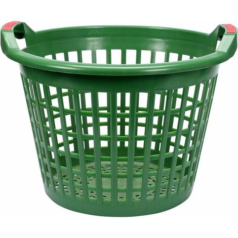 Cesta de jardín de 25 l de plástico resistente con diseño de rejilla, ideal para coleccionar, almacenar y jardinería, 32 cm de alto, diámetro hasta 42 cm