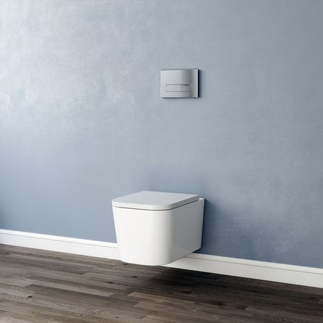Modern Bathroom Wall Hung Toilet Rimless Square WC pan UF Soft Close Seat (1/5)