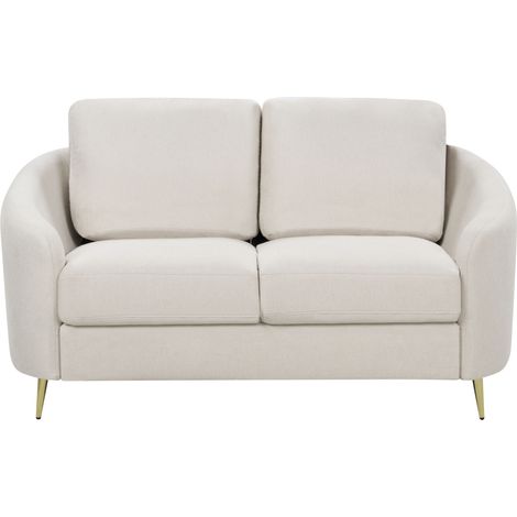 Sofá 2 plazas patas metal retro tapizado de tela beige claro Trosa