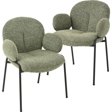 Goeurvant Sedie Eleganti con Schienale Curvo e Piedini Regolabili, Stile Scandinavo - Set di 2 - Verde
