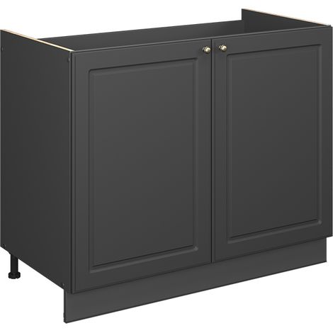 Spülenunterschrank Fame-Line, Anthrazit-Gold Landhaus/Anthrazit, 100 cm ohne Arbeitsplatte, Vicco (1/5)