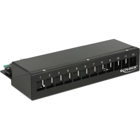 Keystone desktop patchpanel 12 port metall schwarz delock