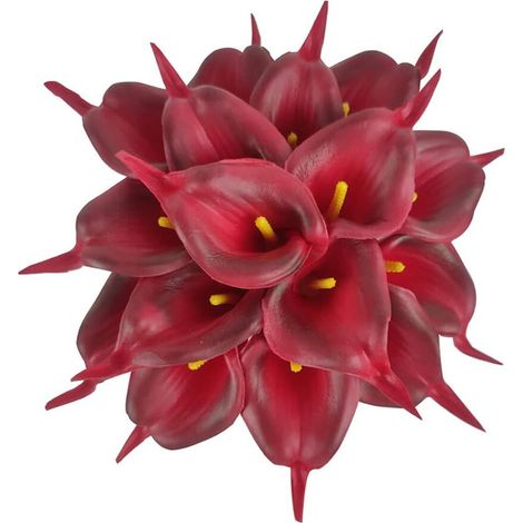 10 cabezas de ramo de novia de calas - Ramo de flores artificiales de látex (amarillo)
