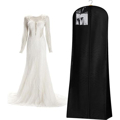Housse de Robe de Mariée 72" Respirantes Housses de Vêtements Anti Poussière Sac de Vêtement pour Costumes de Danse Manteaux Robe de Soirée 180 x 80 x22cm (Noir) (1/5)