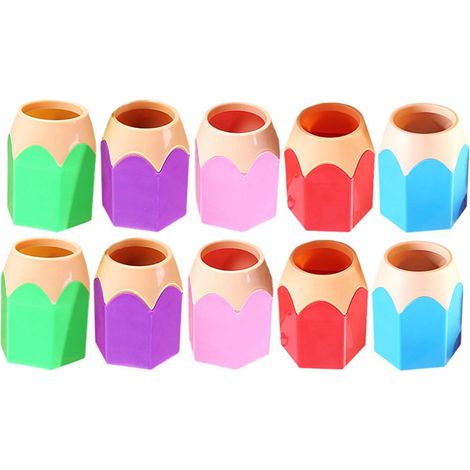 Porte-crayons de Bureau Couleur Aléatoire Lot de 10 en Abs Base Stable, Organisateur Multifonction pour Ciseaux et Articles de Toilette de Bureau (1/5)