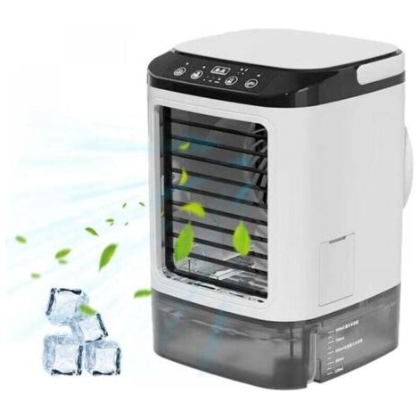 Climatiseur Mobile, Climatiseur Portable, Refroidisseur d'Air par Evaporation 4-en-1, 3 Vitesses, 2 Modes de Brume, 7 Lumières LED, pour Chambre à Coucher, Bureau [Classe énergétique A]