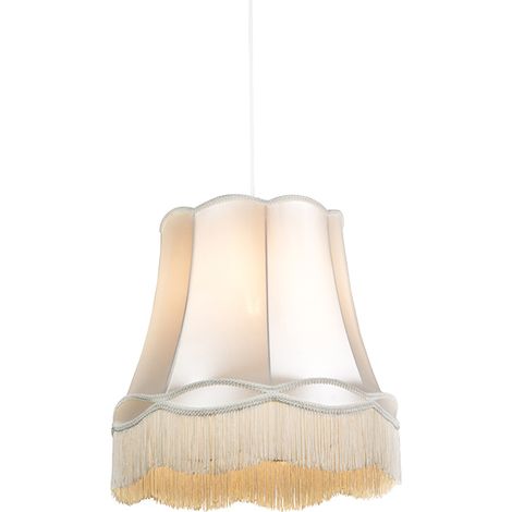QAZQA Retro/Vintage Lámpara colgante retro crema 45 cm - Granny Plástico /Textil Redonda Adecuado para LED Max. 1 x 60 Watt