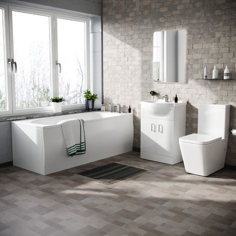 Cann 550mm Floor Standing Basin Vanity, Close Coupled Toilet and Round Bath (1/5)