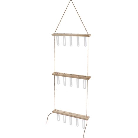 3-stöckiges Hänge-Terrarium-Set mit 15 Reagenzgläsern, Wandhalterung aus Holz und Anzuchtstation zur Beobachtung des Pflanzenwachstums (1/5)